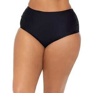 Raisins Curve Trendy Plus Size Tummy-Control Bikini Bottoms, Black Size 14W 0392